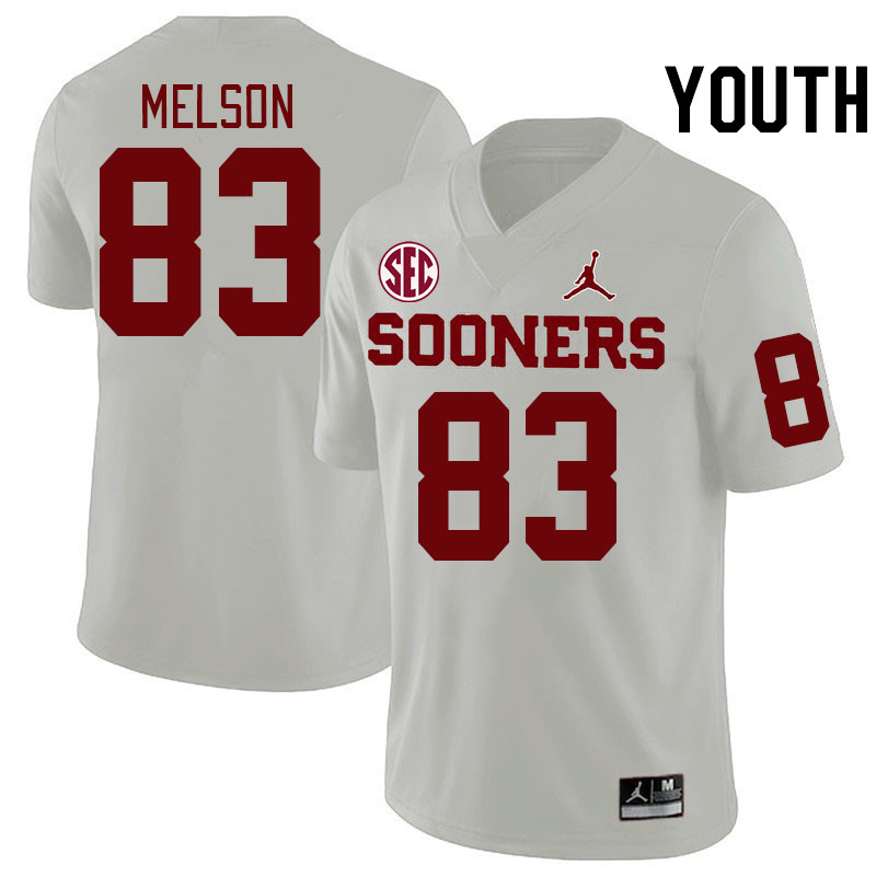 Youth #83 Major Melson Oklahoma Sooners 2024 SEC Conference College Football Jerseys-White